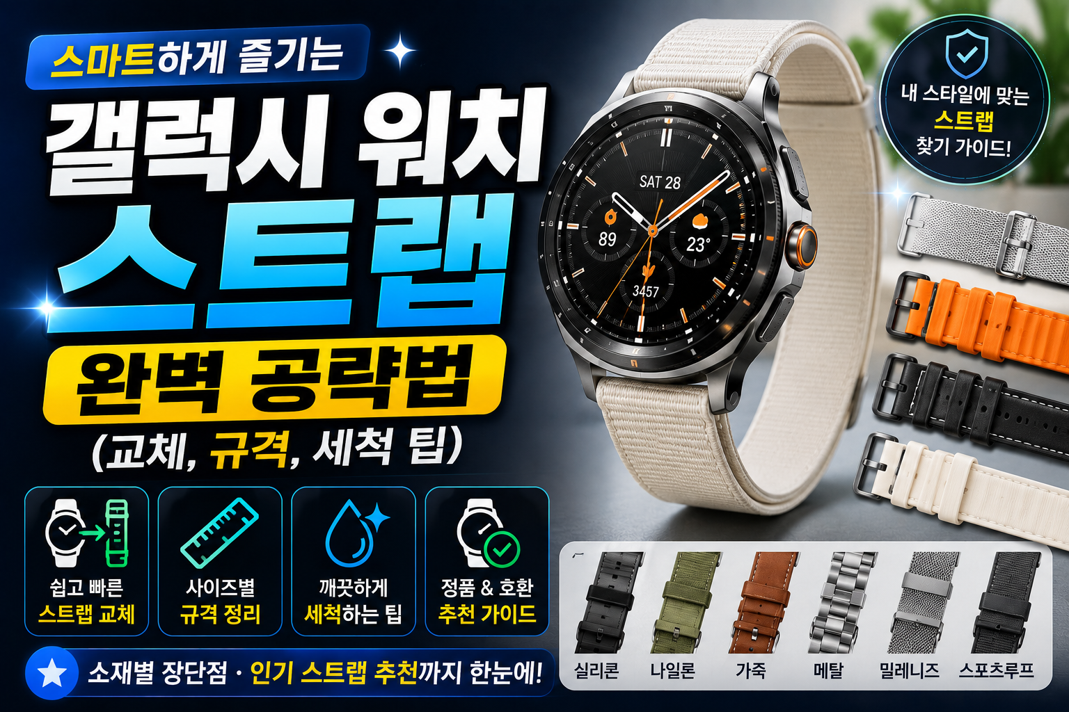 스마트하게 즐기는 갤럭시 워치 스트랩 완벽 공략법 (교체, 규격, 세척 팁)