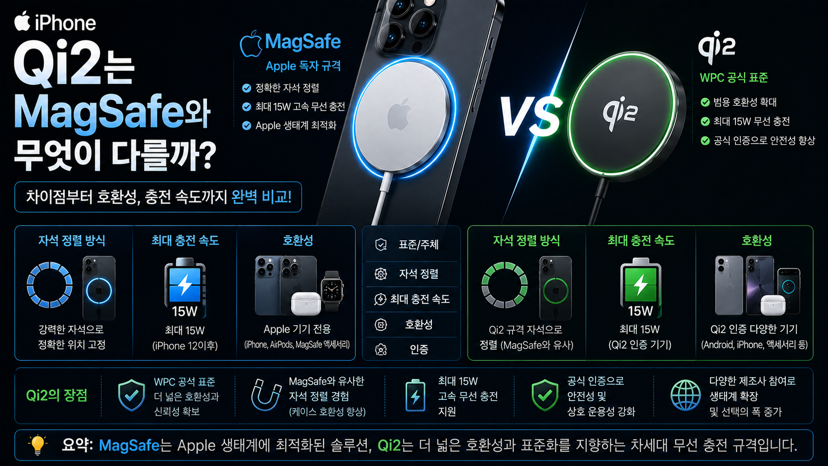 Qi2는 MagSafe와 무엇이 다를까?|무선충전 표준 차이 완벽 정리