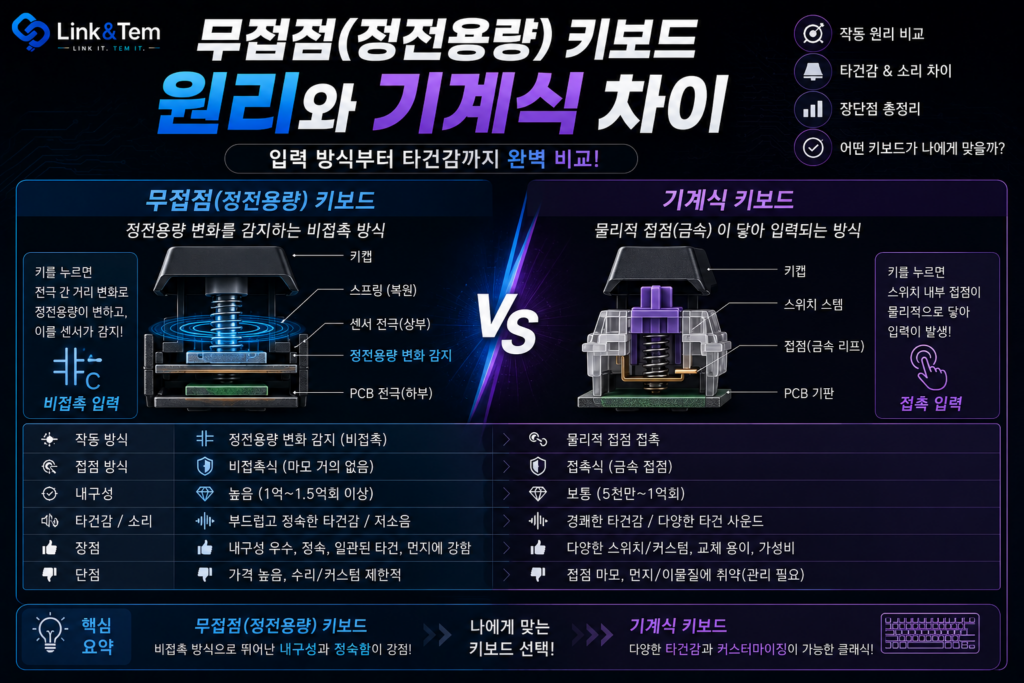 정전용량 무접점 키보드 원리, 기계식과 뭐가 다를까