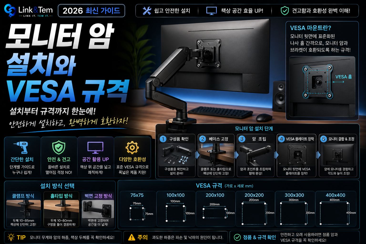 모니터 암 VESA 규격 확인법｜나사 구멍 안 맞을 때 해결하는 3가지 방법