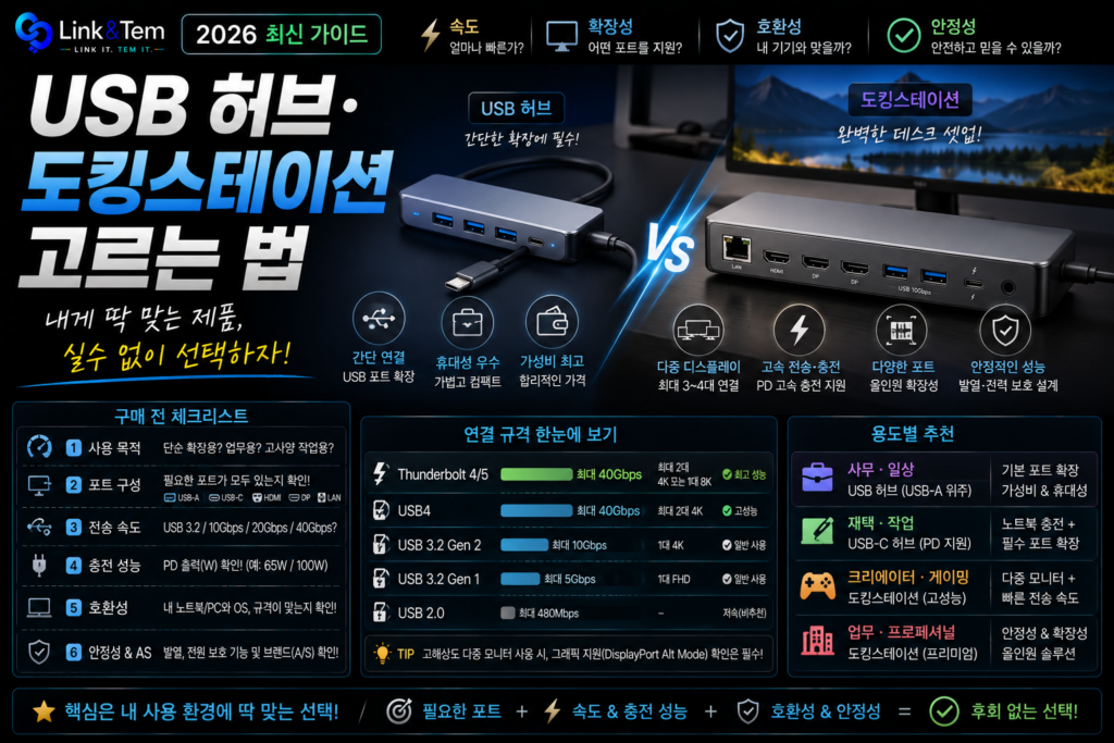 USB 허브·도킹스테이션 고르는 법｜포트 부족 이렇게 해결하세요