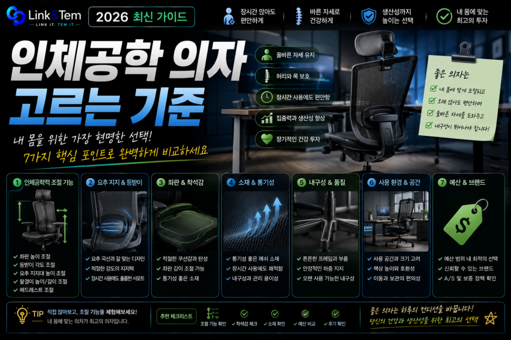 인체공학 의자 고르는 법 6가지｜허리 통증 줄이는 사무용 의자 선택 가이드
