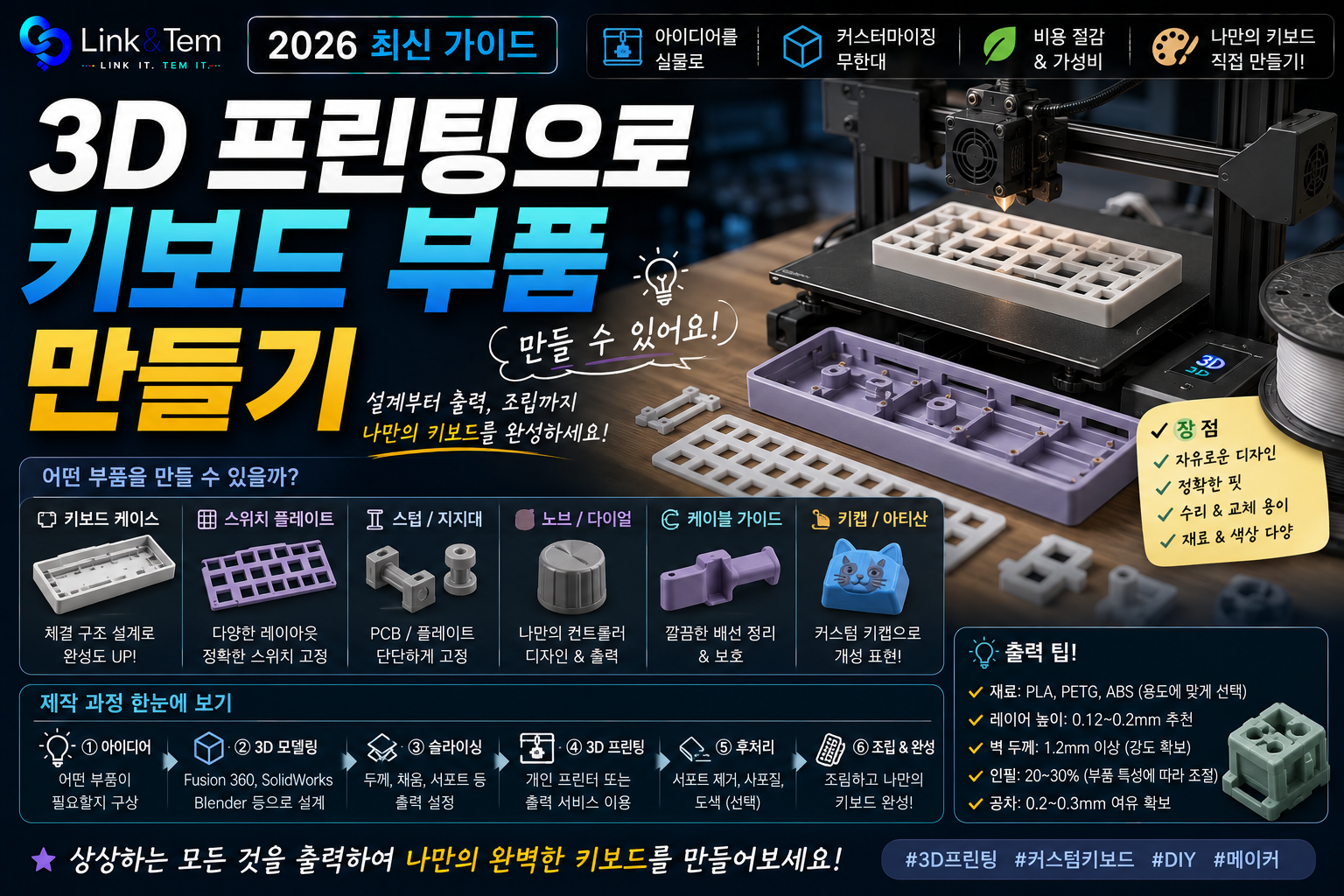 3D 프린팅 키보드 부품 만들기 5단계｜케이스부터 키캡까지 완성 가이드