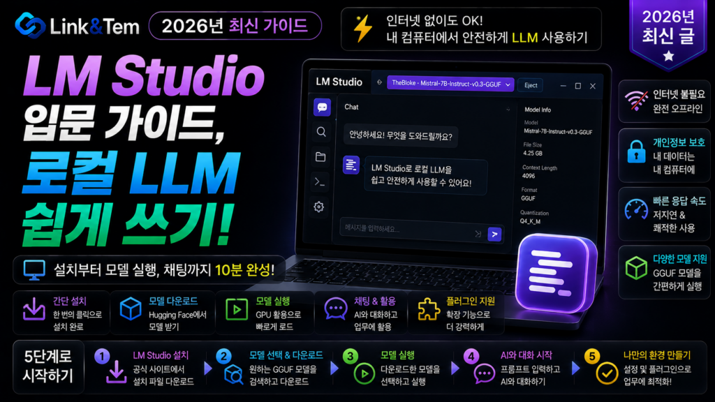 LM Studio 사용법으로 로컬 LLM을 설치하고 실행하는 화면