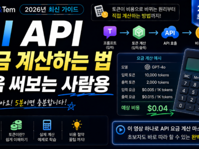 API 요금 계산 예시 이미지, 토큰 단가 비교표