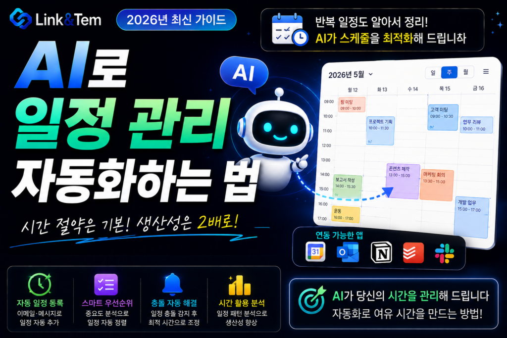 일정 관리 자동화 이미지, 구글 캘린더 AI 스케줄링 화면