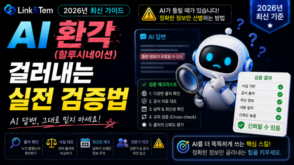 AI 할루시네이션 검증법 3단계 체크리스트를 보여주는 대표 이미지