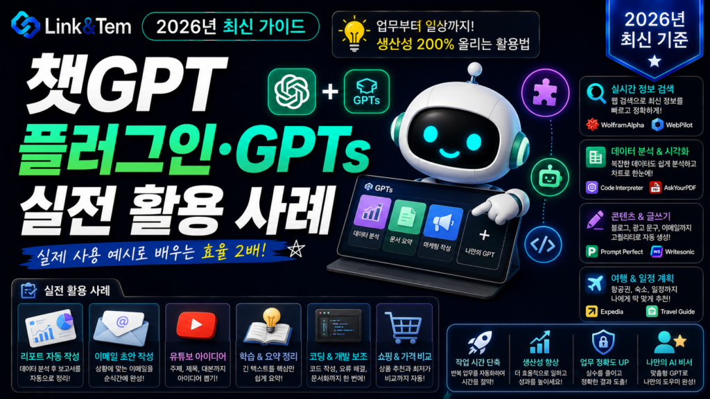 챗GPT GPTs 활용법 실전 사례 5가지를 보여주는 대표 이미지