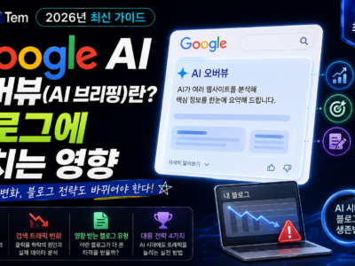 구글 AI 오버뷰가 블로그 트래픽에 미치는 영향을 보여주는 대표 이미지, 제로클릭 검색과 대응 전략