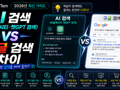 AI 검색 구글 검색 차이를 비교하는 퍼플렉시티 챗GPT 검색 구글 AI 모드 인포그래픽