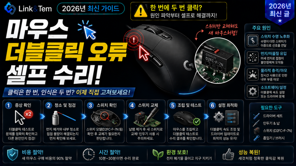 마우스 더블클릭 오류 셀프 수리 오므론 스위치 교체 과정