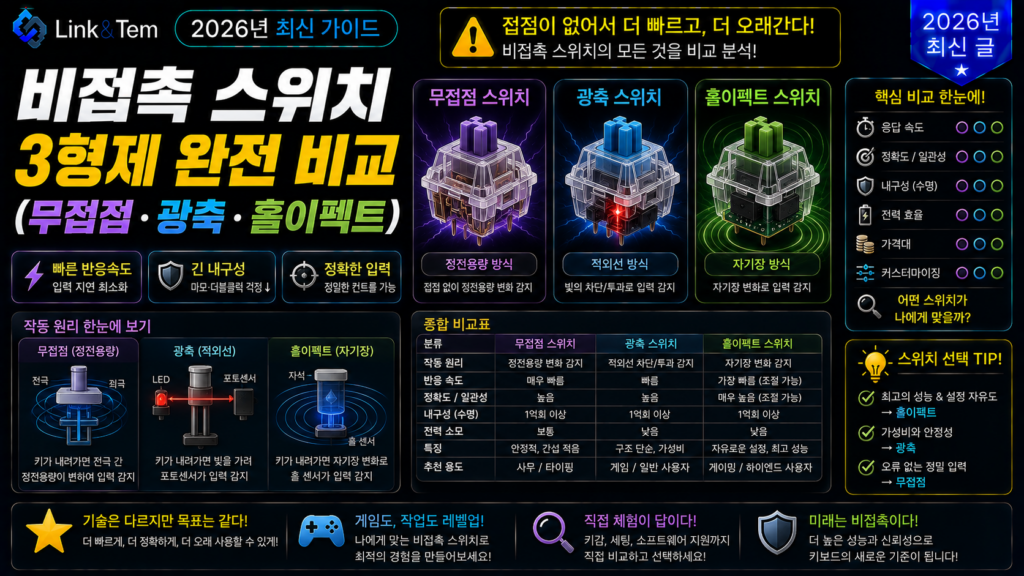 비접촉 스위치 무접점 광축 홀이펙트 3형제 비교 이미지
