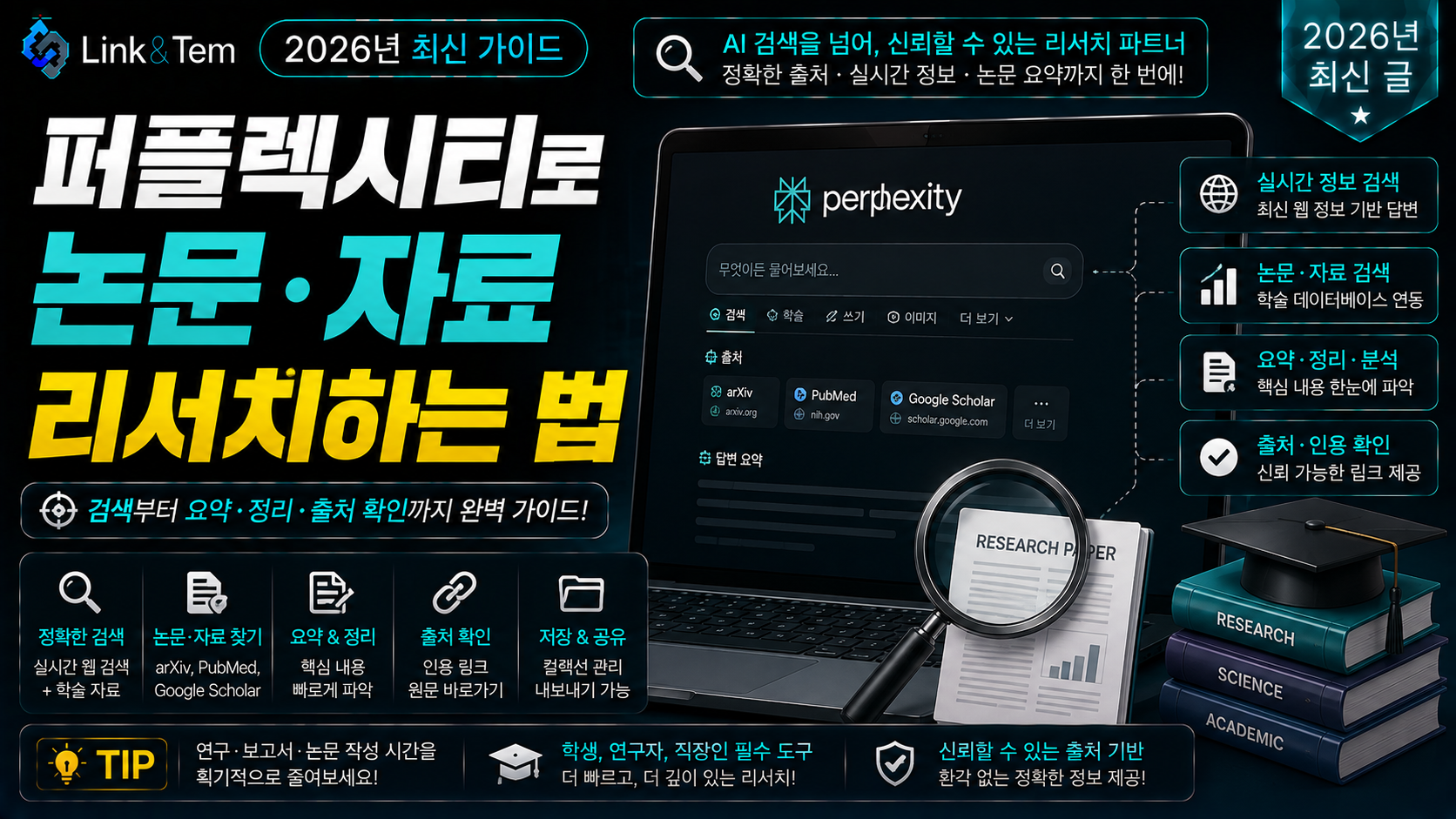 퍼플렉시티 논문 리서치 Academic 모드 화면 예시