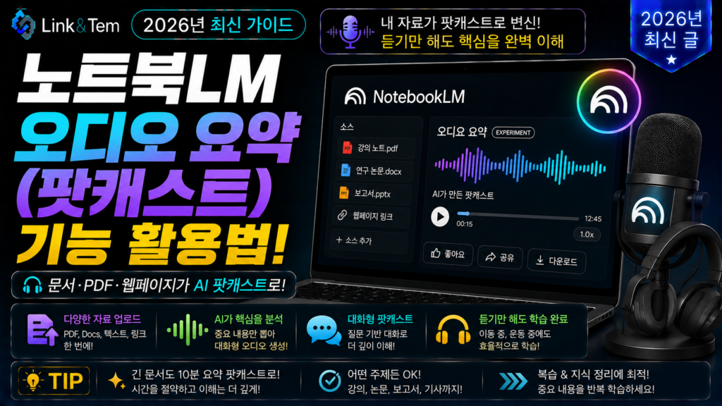 노트북LM 오디오 요약 5단계로 팟캐스트처럼 만들고 듣는 완전 활용법