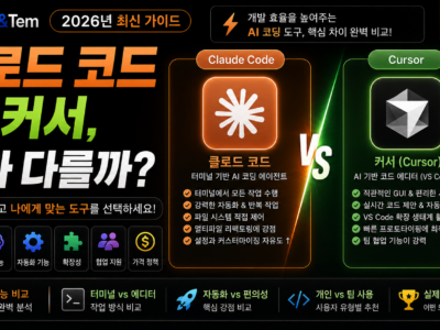 클로드 코드 커서 차이를 보여주는 개발 도구 비교 이미지